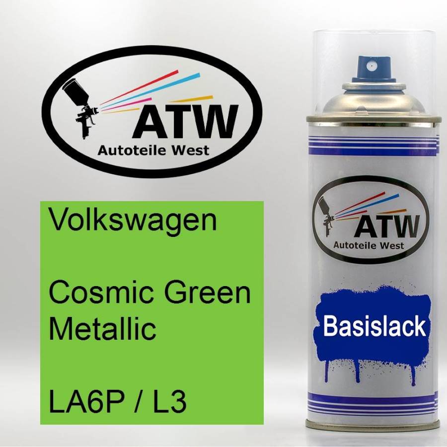 Volkswagen, Cosmic Green Metallic, LA6P / L3: 400ml Sprühdose, von ATW Autoteile West.